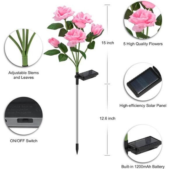 2 Pack Solar Garden Lights Outdoor LED Solar Powered Fairy Landscape Tree Lights - Picture 6 of 7